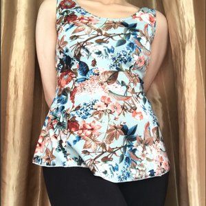 Sleeveless Patterned Peplum Top